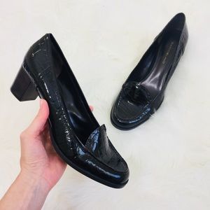 Bandolino Dark Brown Alligator Chunky Heel Loafers